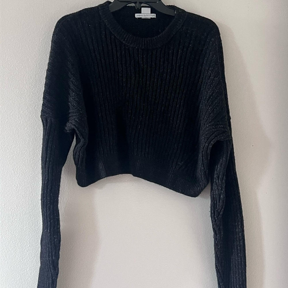 Urban Outfitters Black Ribbed Crew Neck Sweater